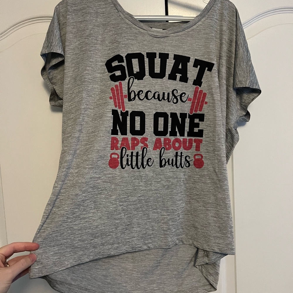 Gray Graphic Tee with Motivational Print XL